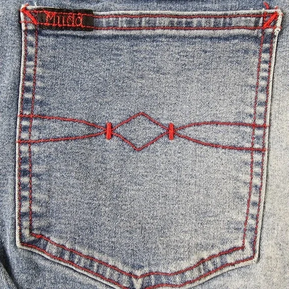 Y2K Mudd Jeans Bell Bottom Flare Denim pant Women's 28 Blue Wash Snap Button‎ - Picture 7 of 17